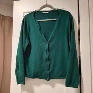 Rich Green Button-Up Cardigan
